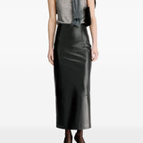 Gonna maxi in pelle Inga in nero 