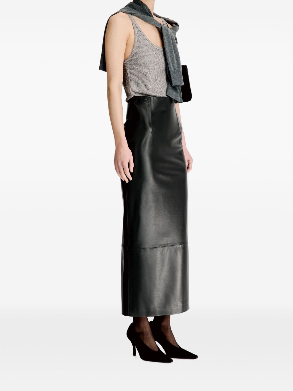 Gonna maxi in pelle Inga in nero 