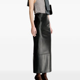Gonna maxi in pelle Inga in nero 