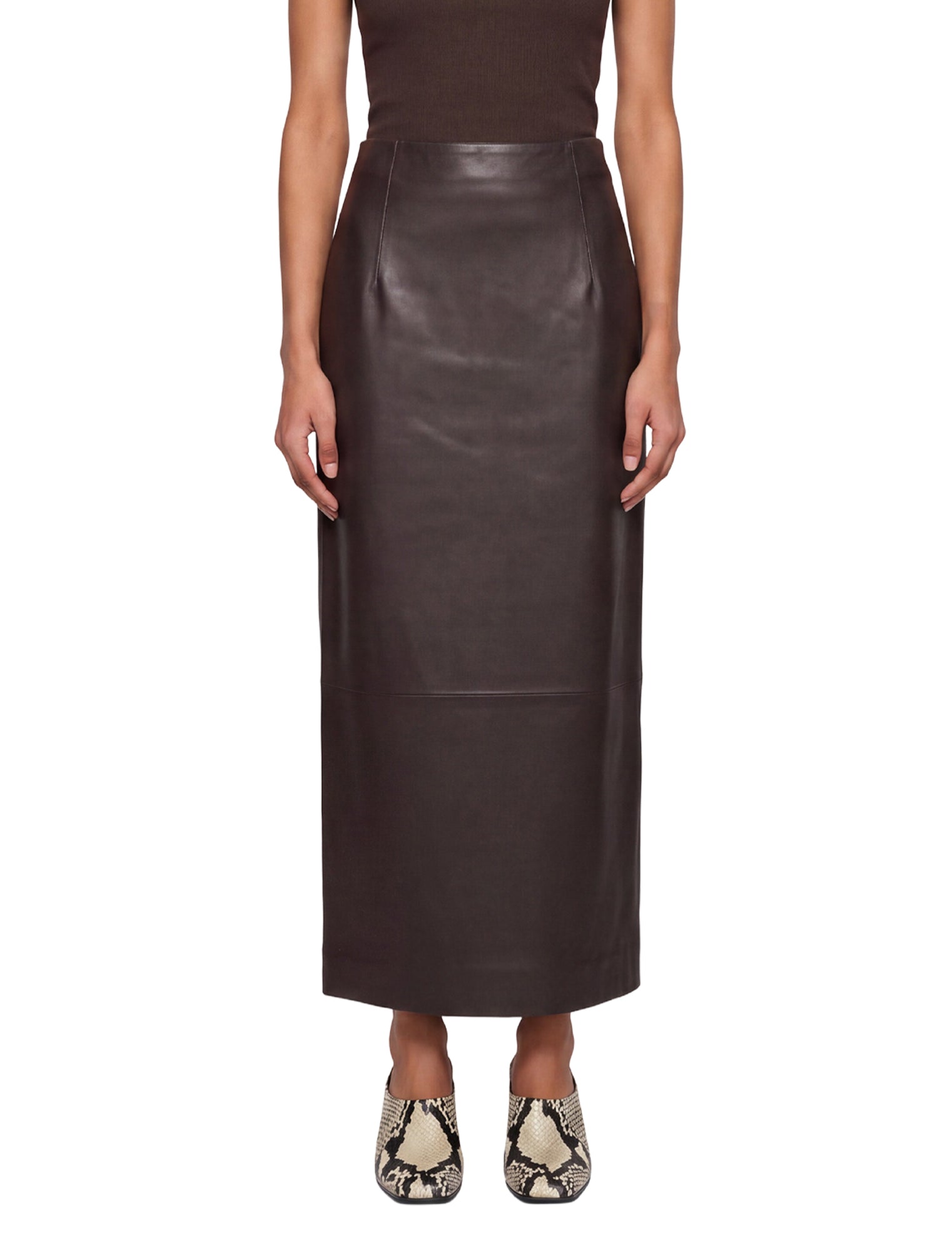 Gonna maxi in pelle Inga in marrone 