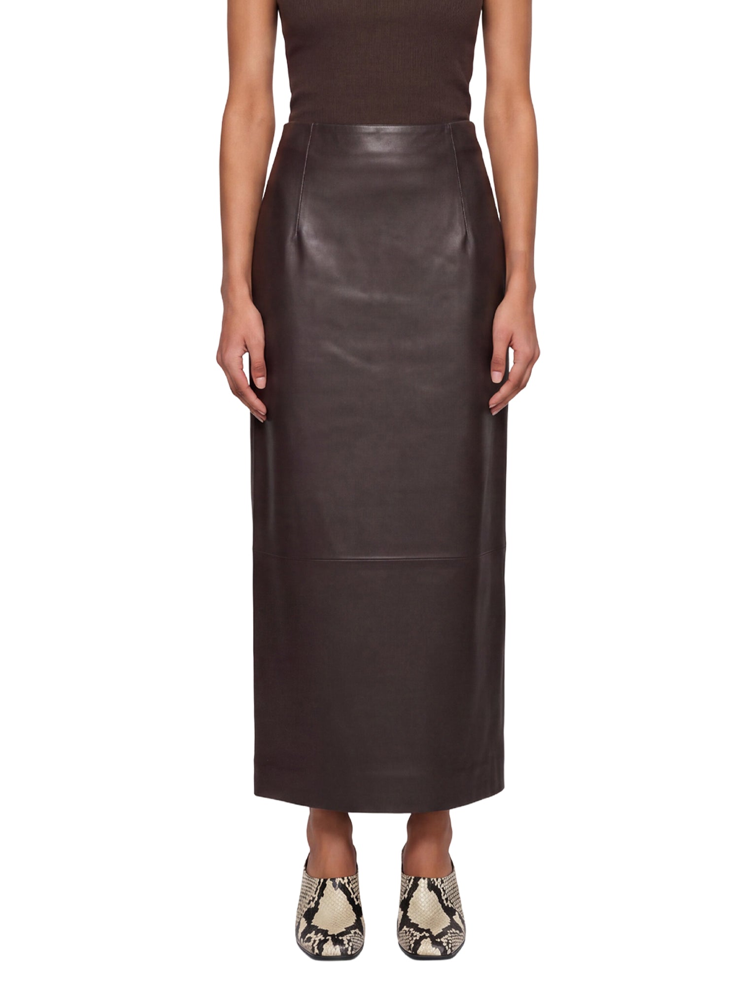 Gonna maxi in pelle Inga in marrone 