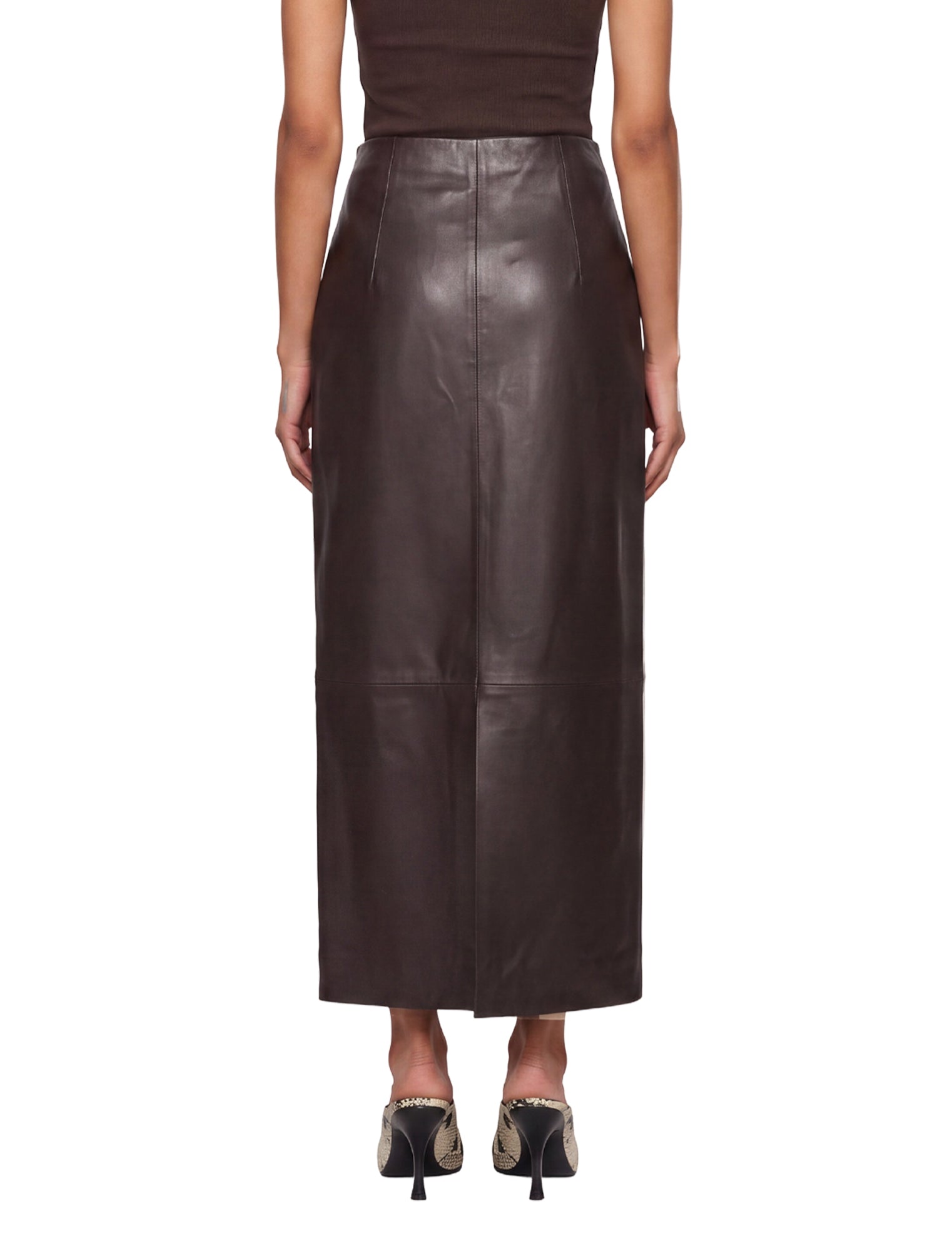 Gonna maxi in pelle Inga in marrone 