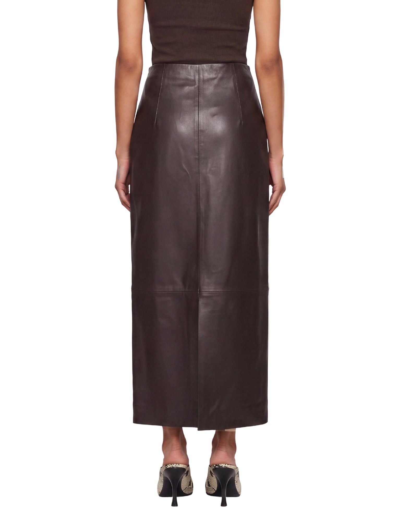 Gonna maxi in pelle Inga in marrone 