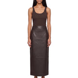 Gonna maxi in pelle Inga in marrone 