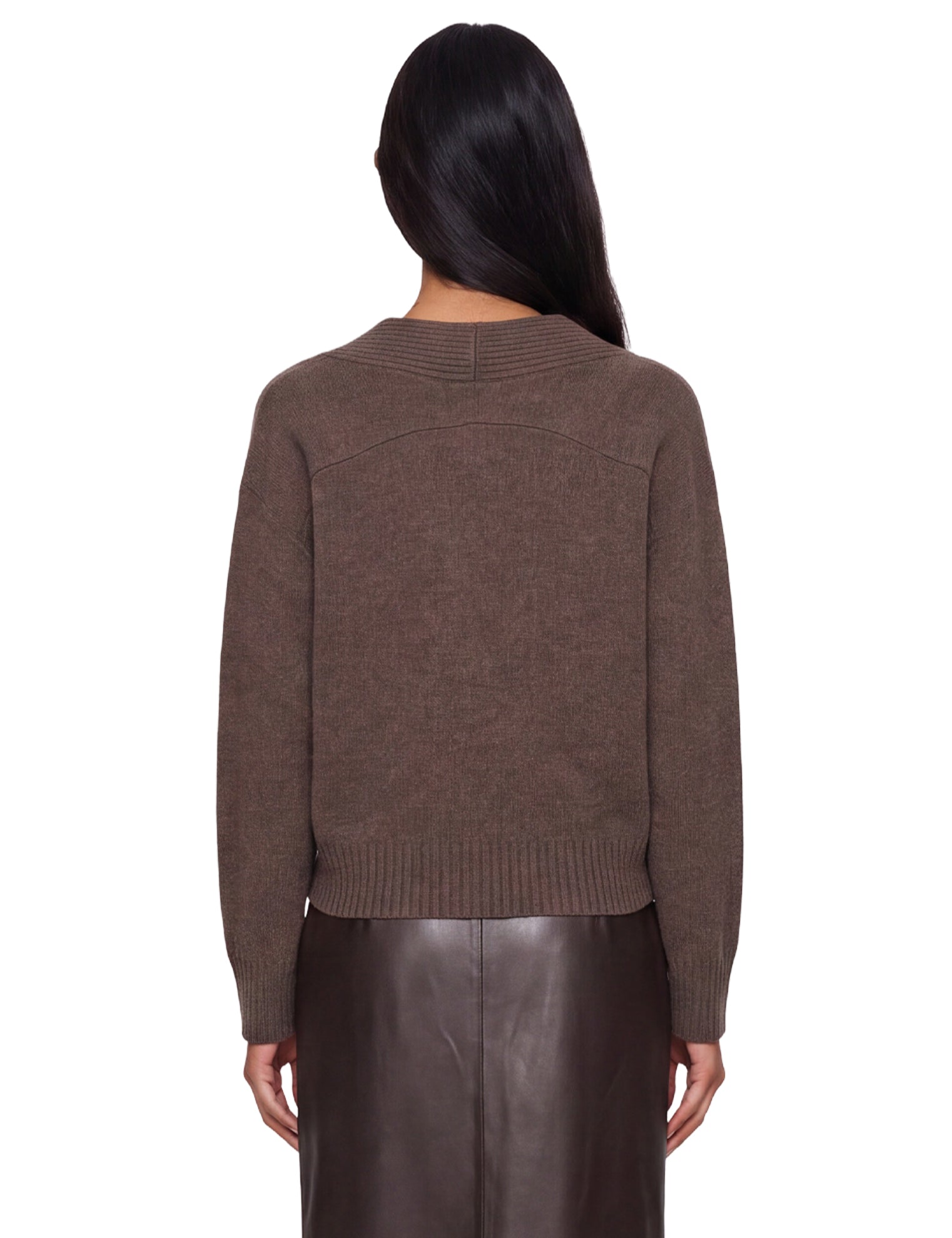 Cardigan Kaia con bordo a coste in marrone 