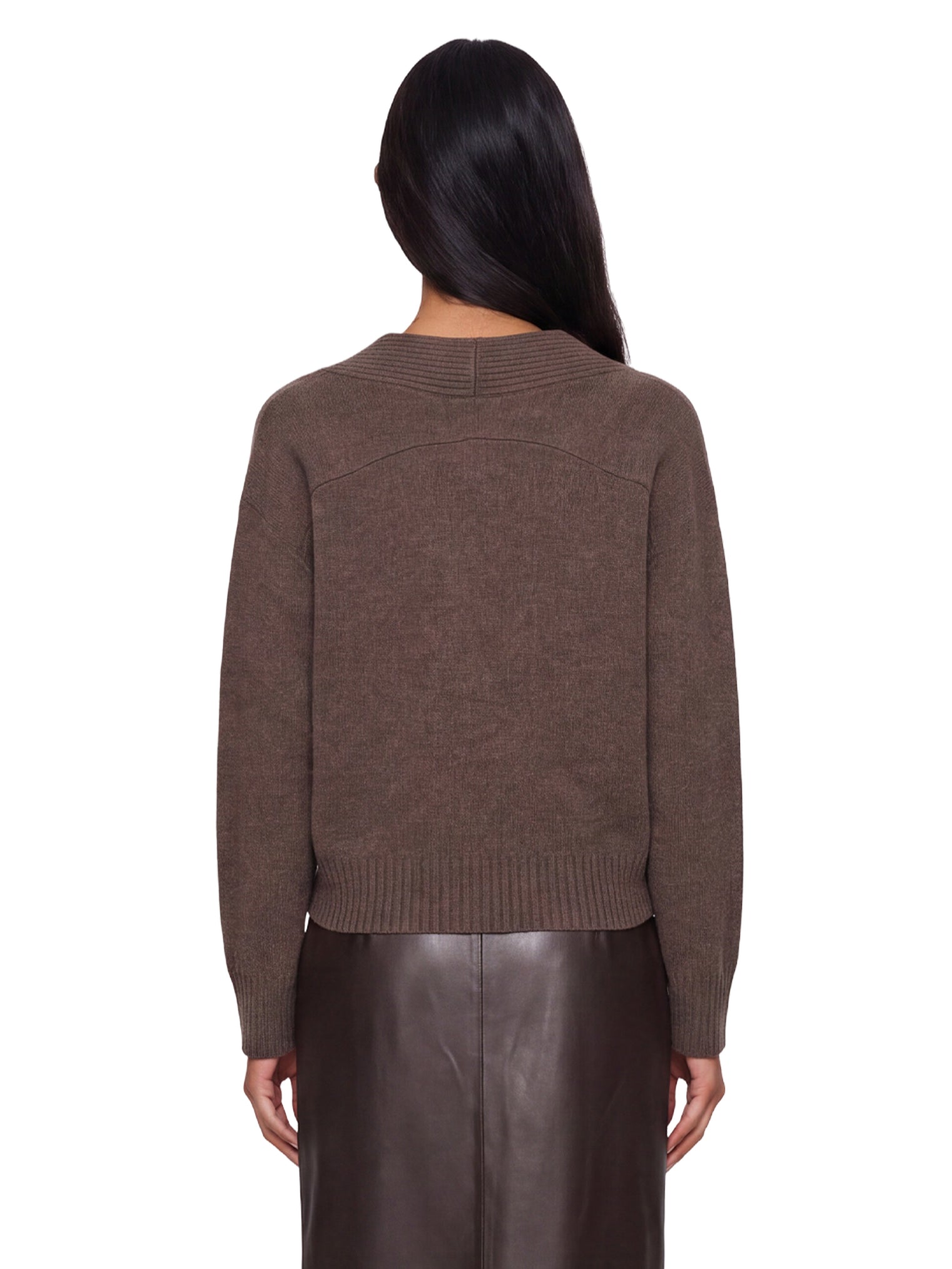 Cardigan Kaia con bordo a coste in marrone 