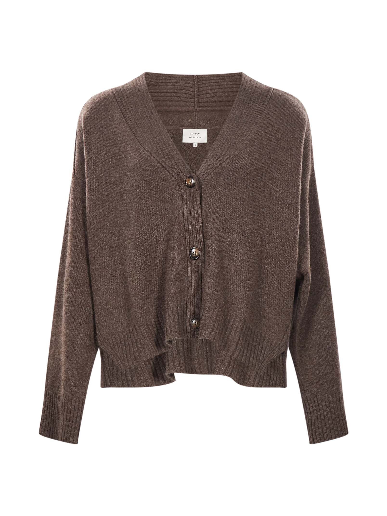 Cardigan Kaia con bordo a coste in marrone 