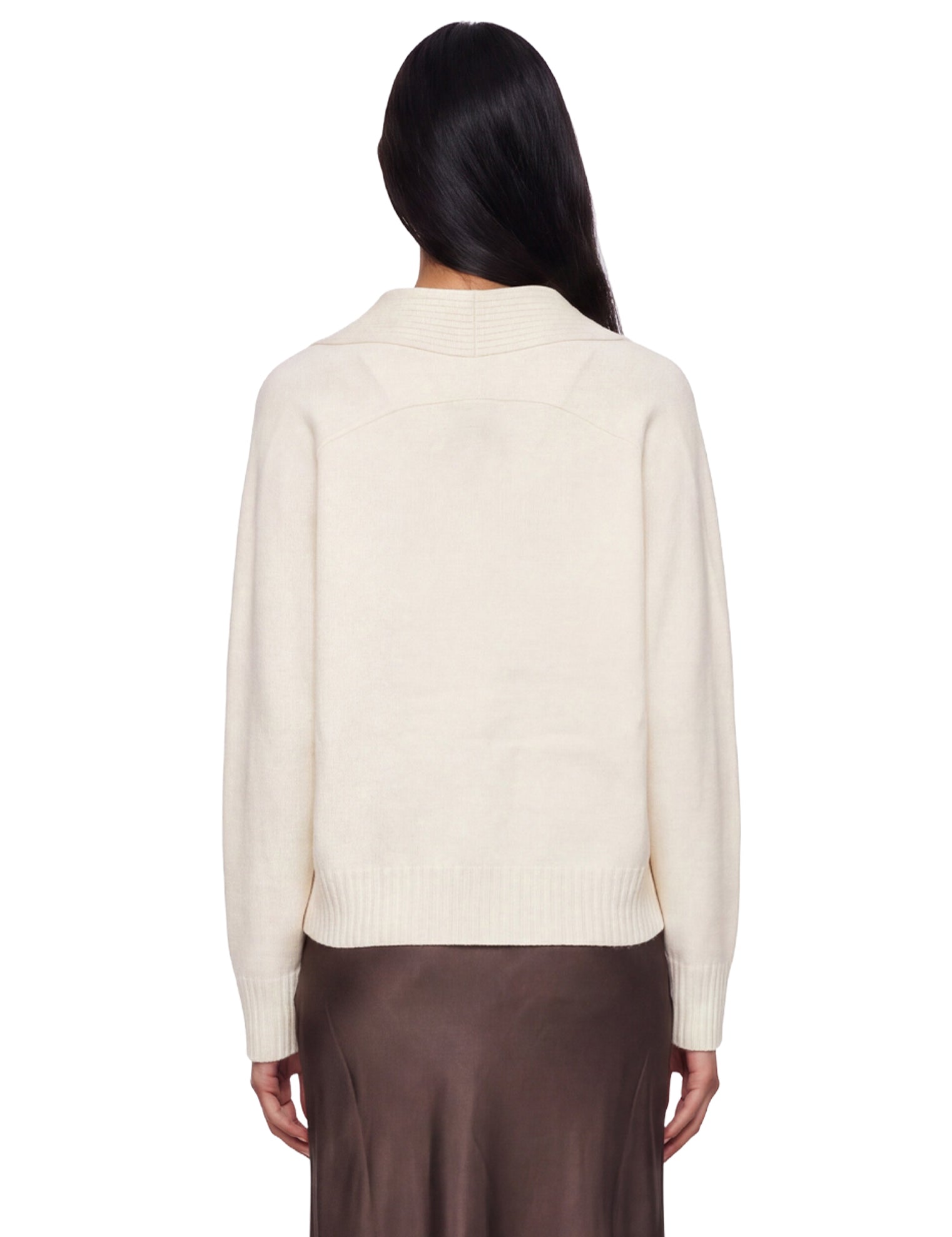 Cardigan Kaia con bordo a coste in avorio 