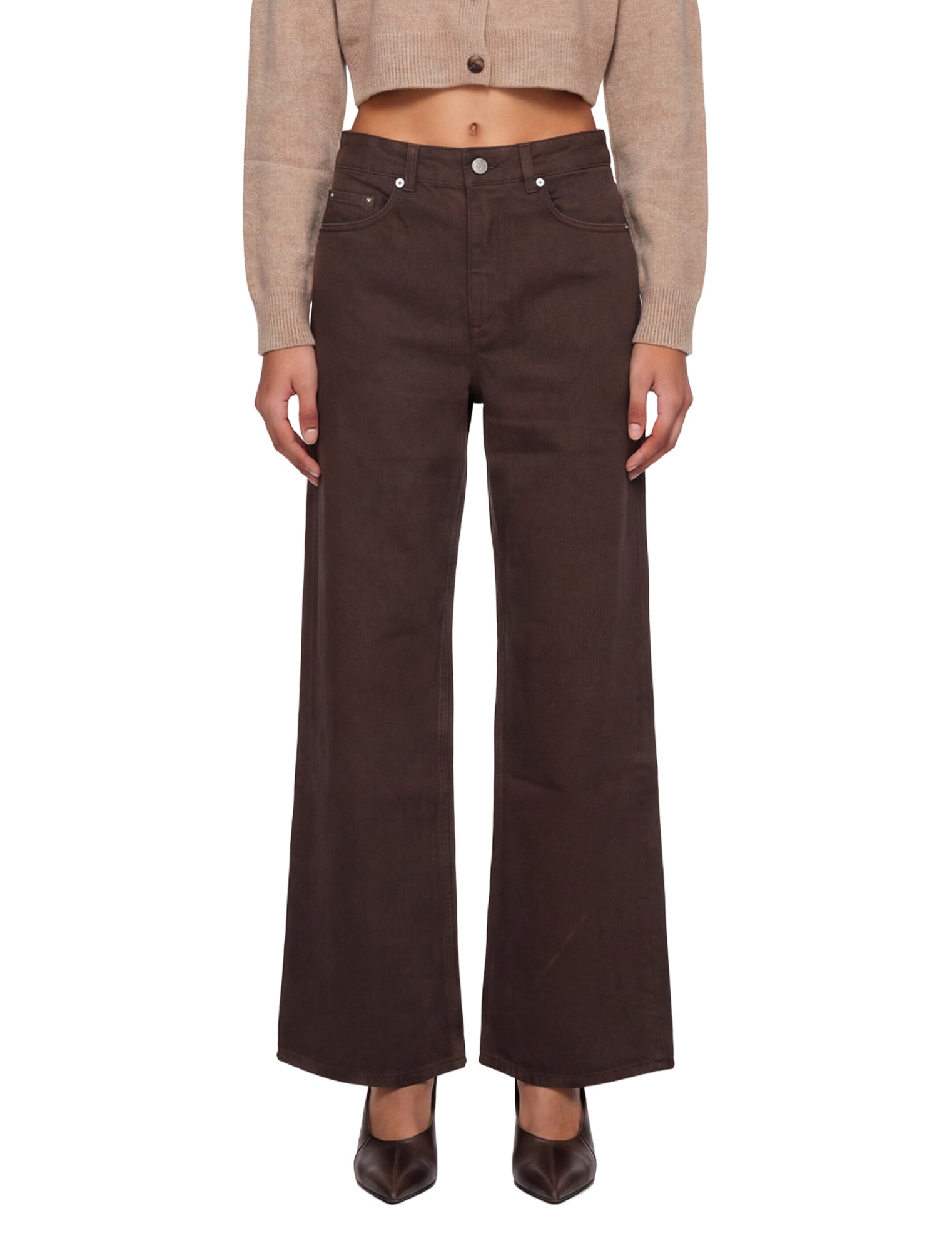 Jeans Mico a gamba ampia in marrone 
