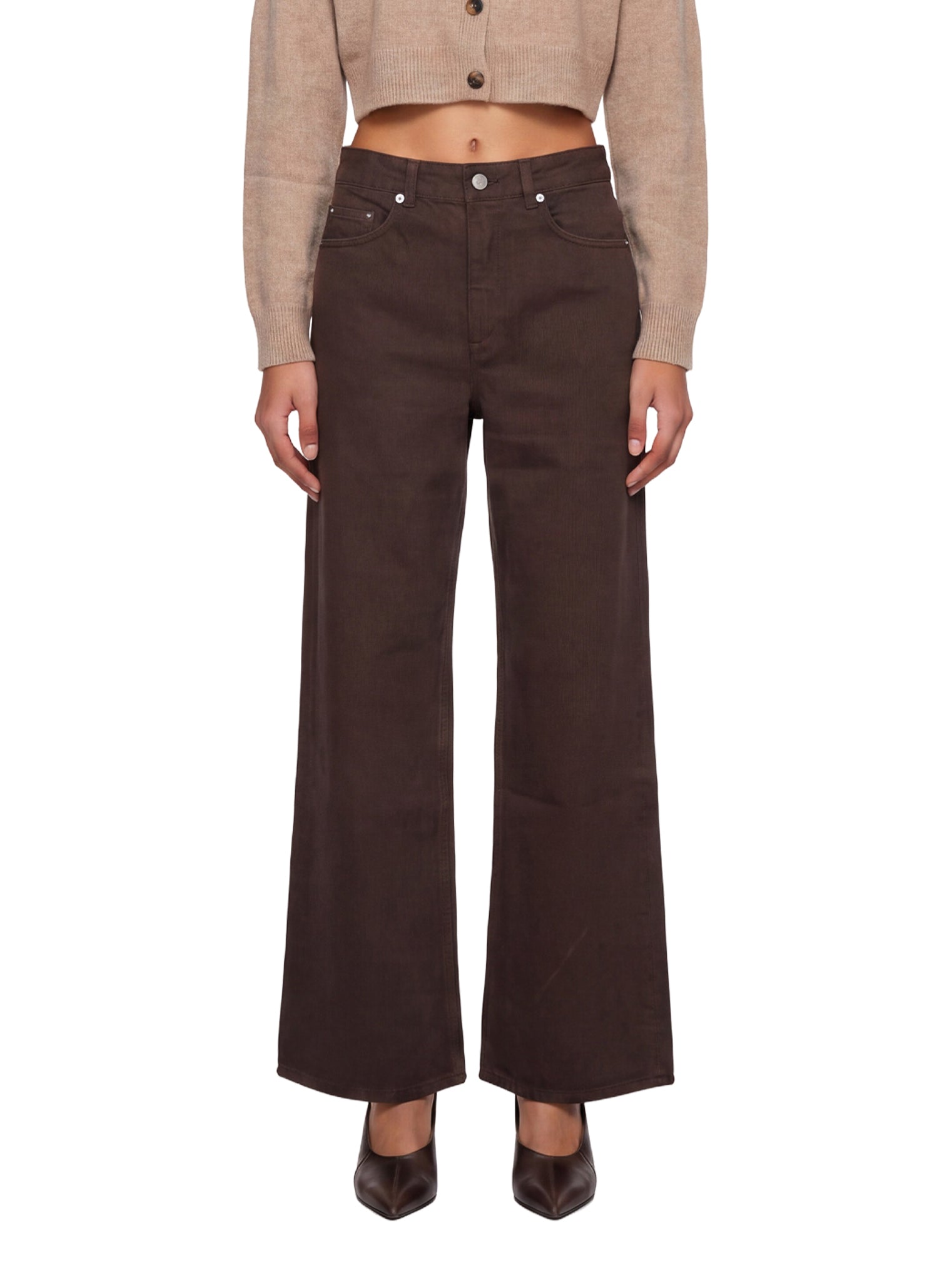 Jeans Mico a gamba ampia in marrone 