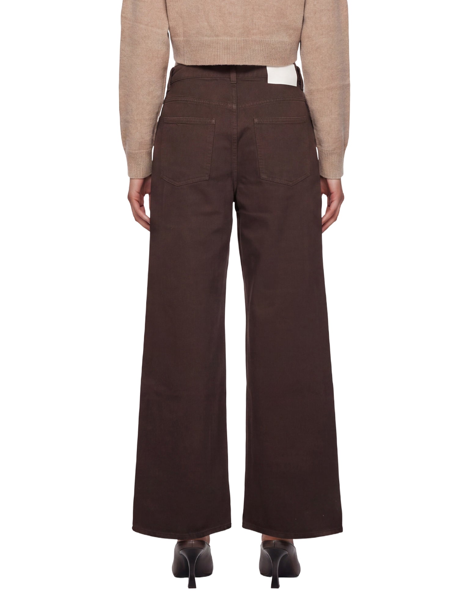 Jeans Mico a gamba ampia in marrone 