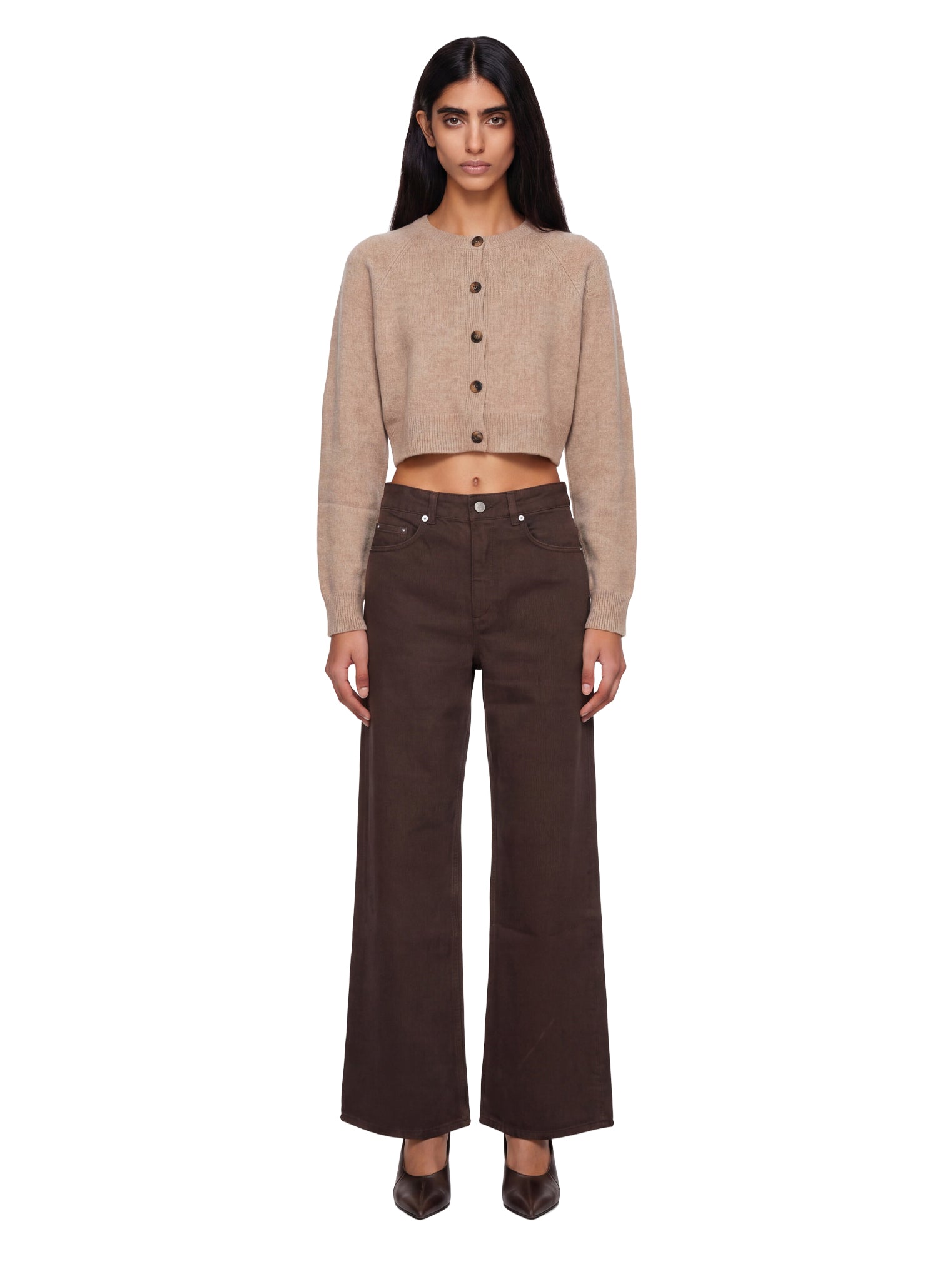 Jeans Mico a gamba ampia in marrone 