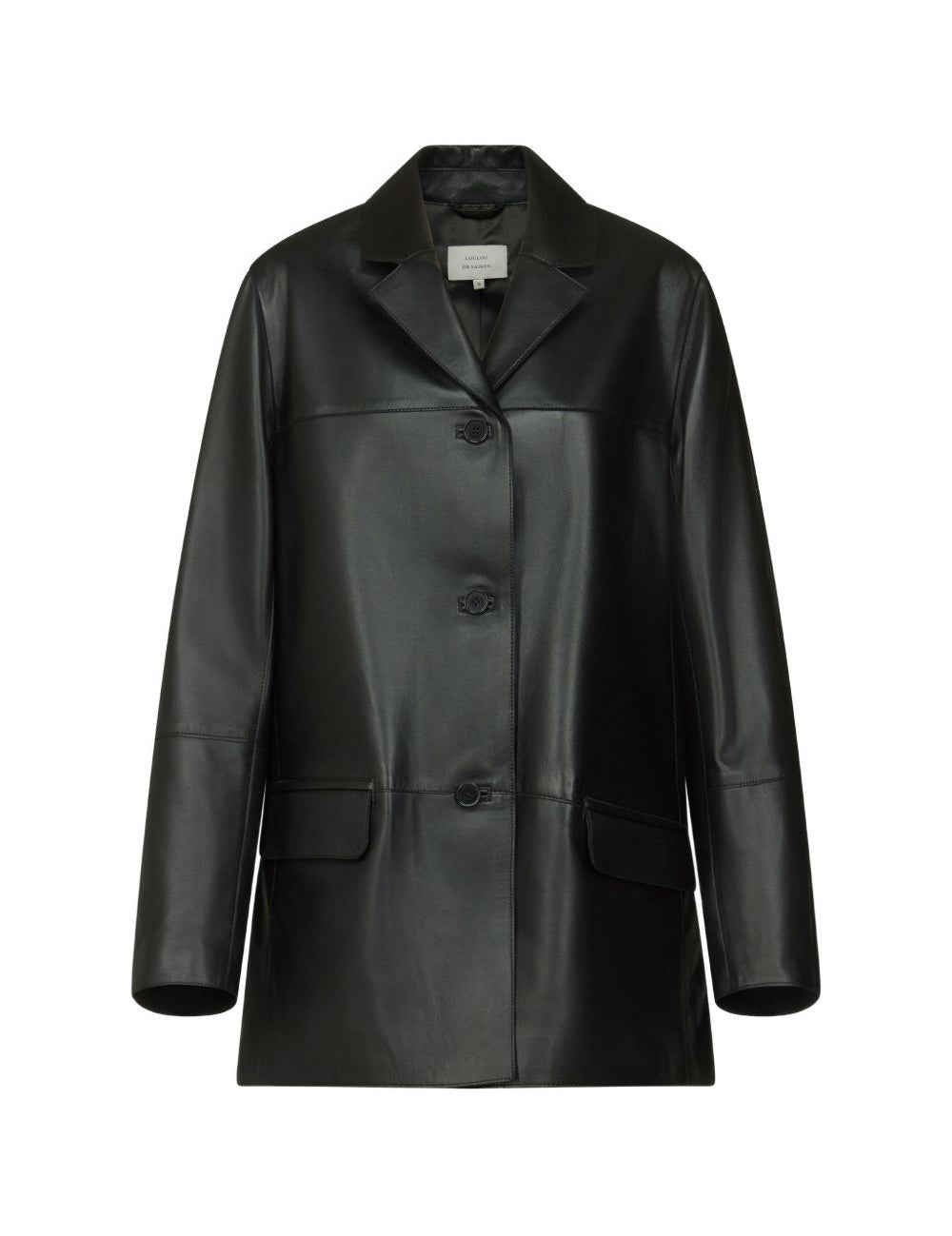 Giacca monopetto in pelle nari in nero 