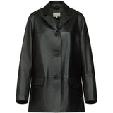 Giacca monopetto in pelle nari in nero 