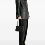 Giacca monopetto in pelle nari in nero 
