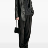 Giacca monopetto in pelle nari in nero 