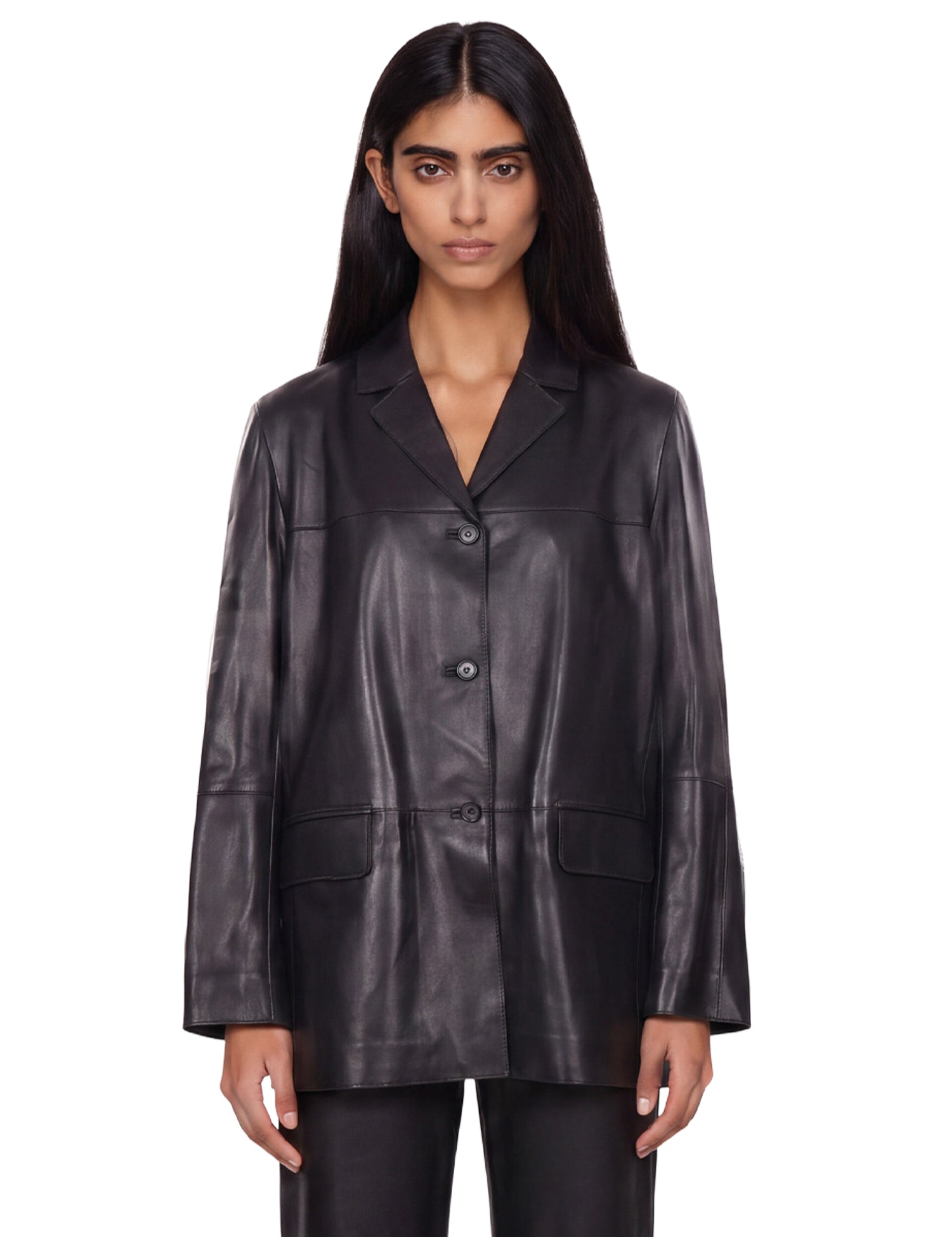 Giacca monopetto in pelle Nari in nero 