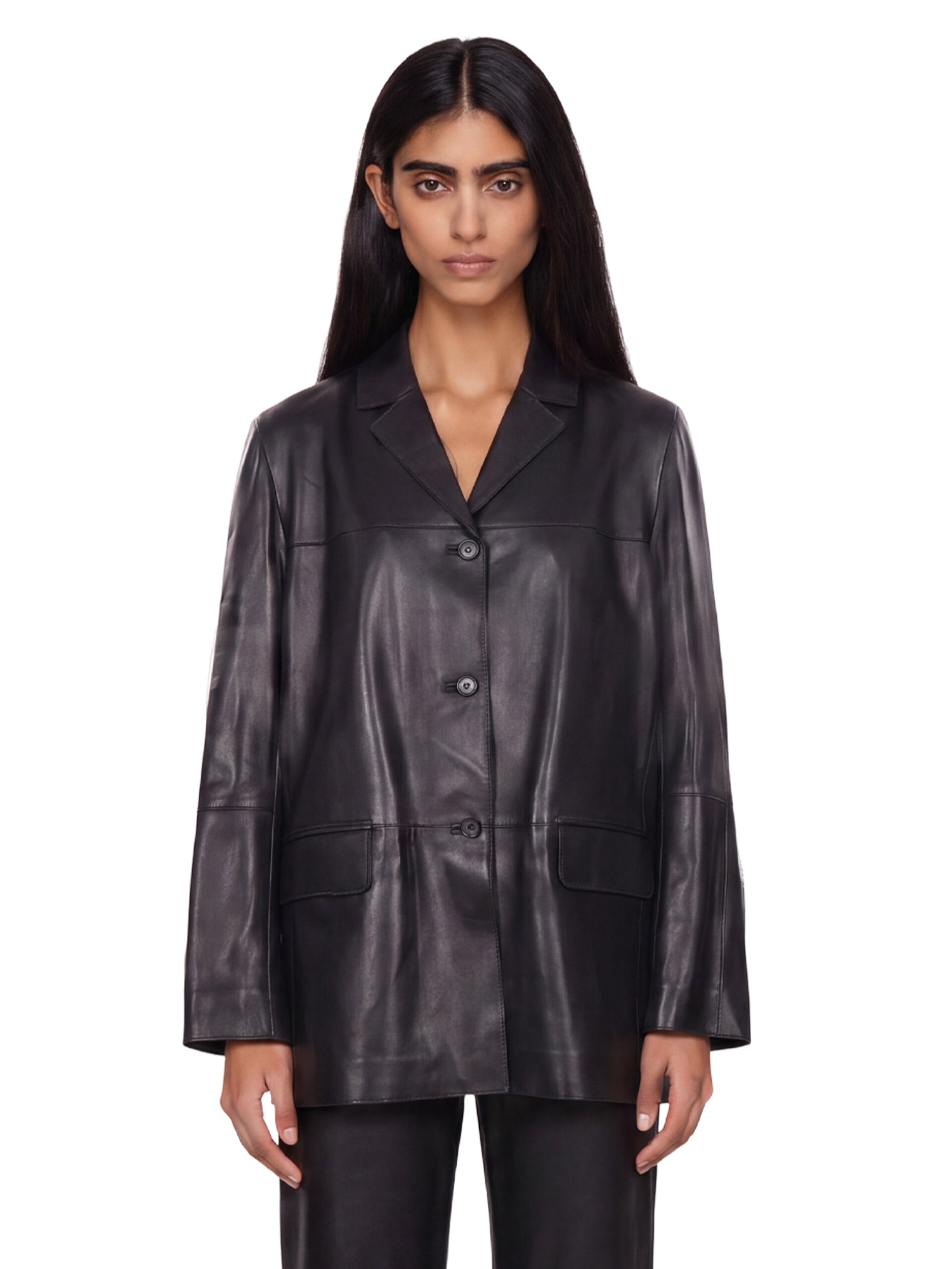 Giacca monopetto in pelle Nari in nero 