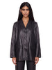Single-breasted leather jacket in black