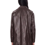 Giacca monopetto in pelle nari in nero 