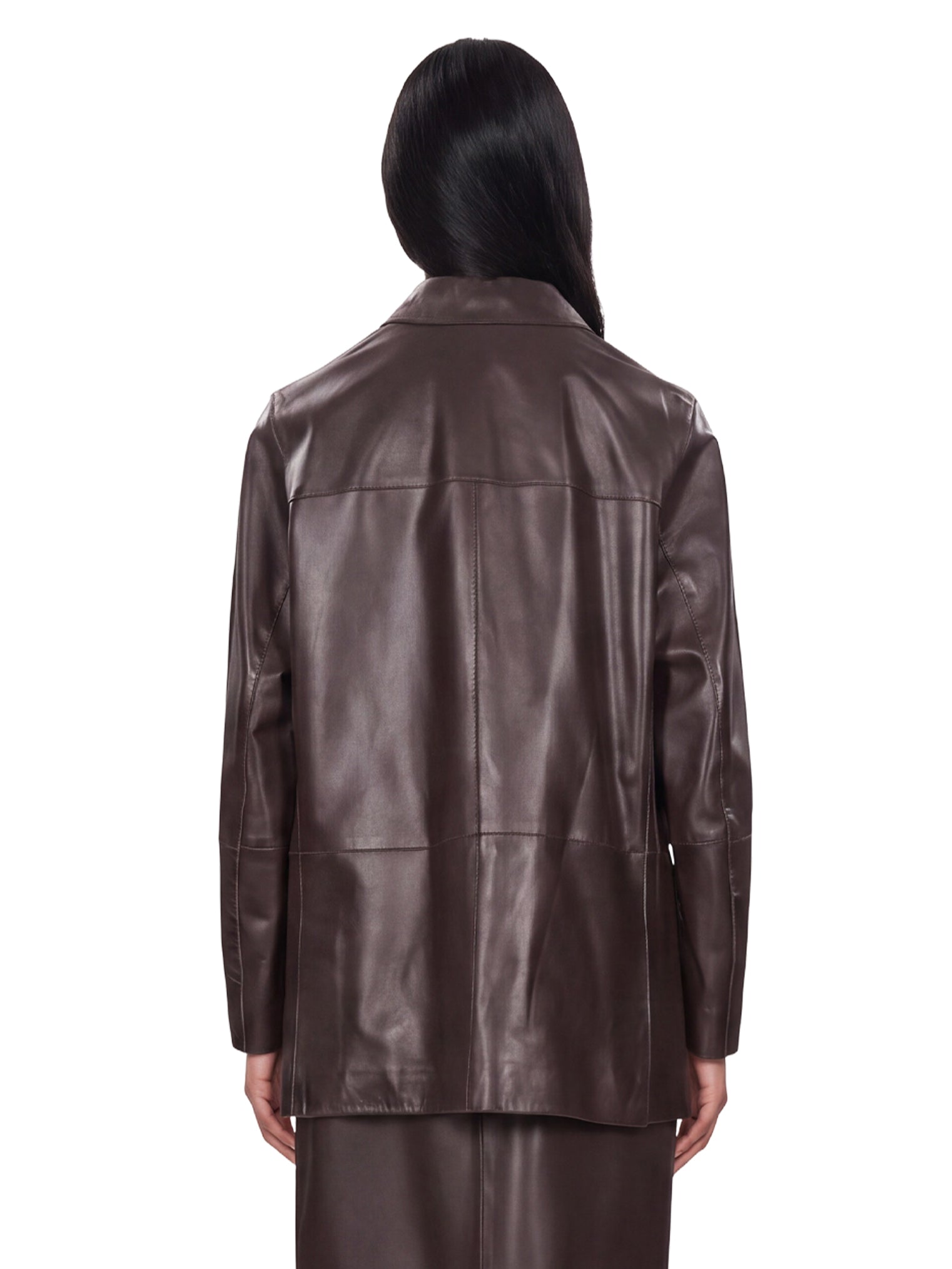 Giacca monopetto in pelle nari in nero 