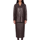 Giacca monopetto in pelle nari in nero 