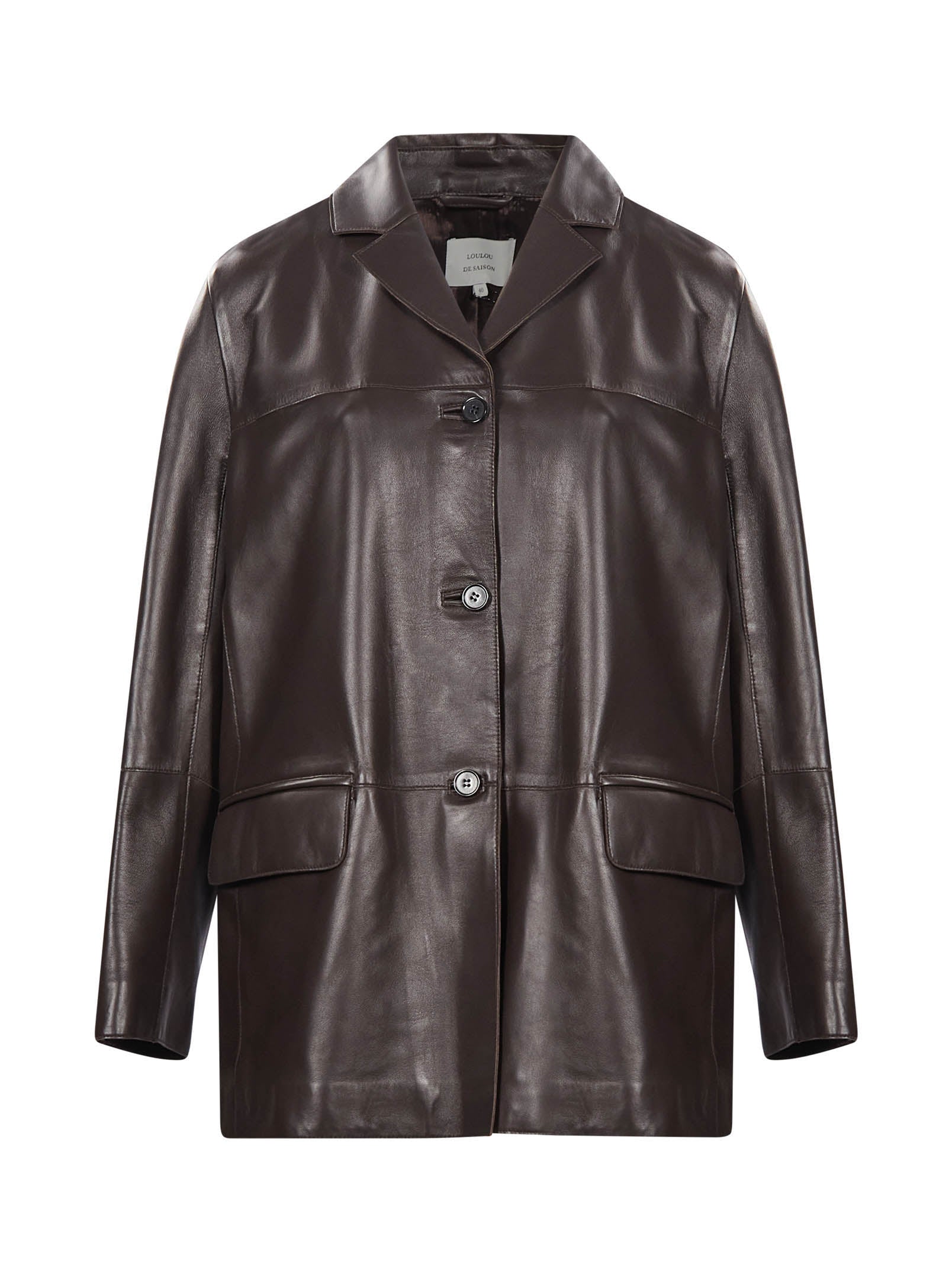 Giacca monopetto in pelle nari in nero 