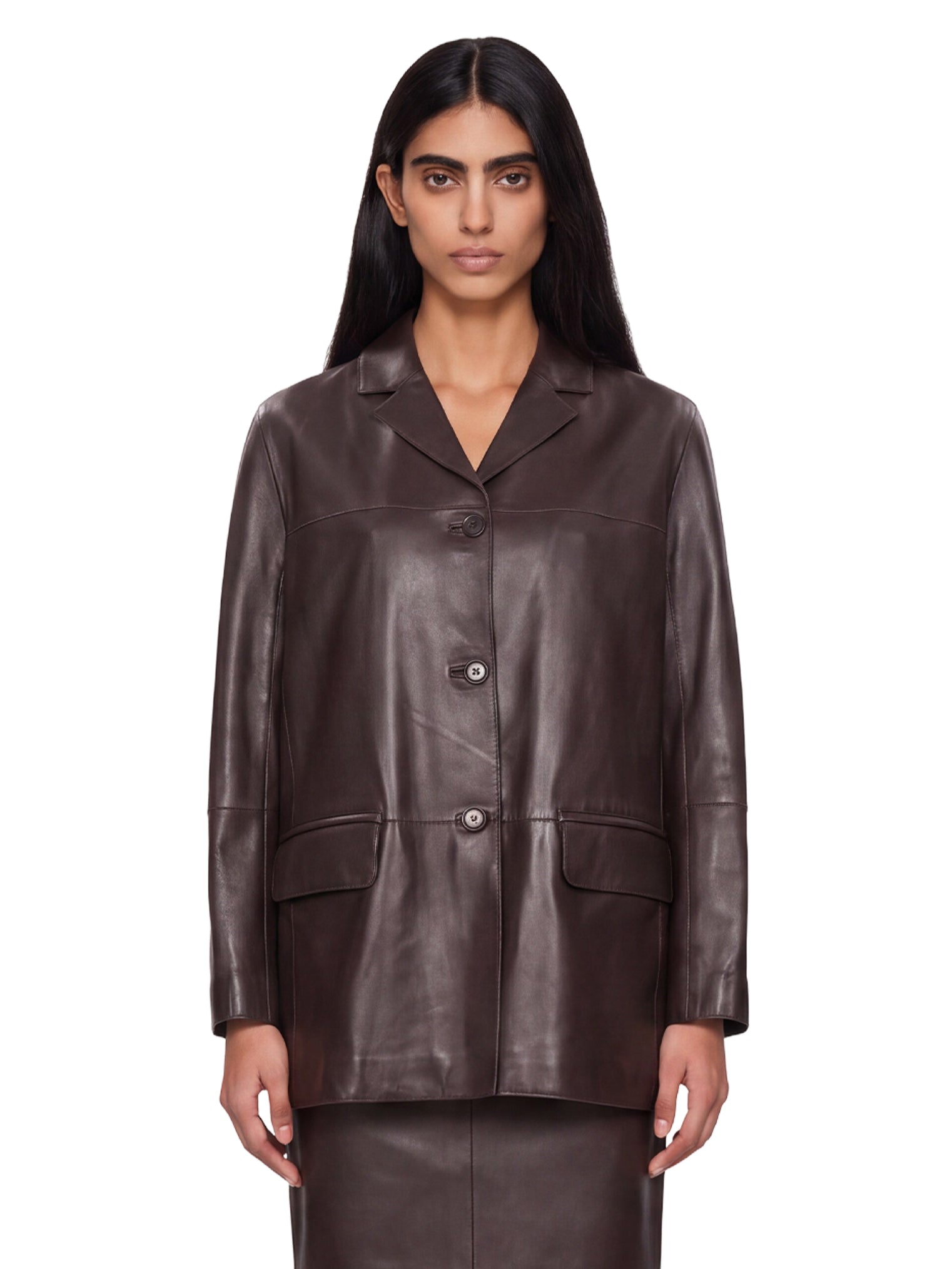 Giacca monopetto in pelle Nari in nero 