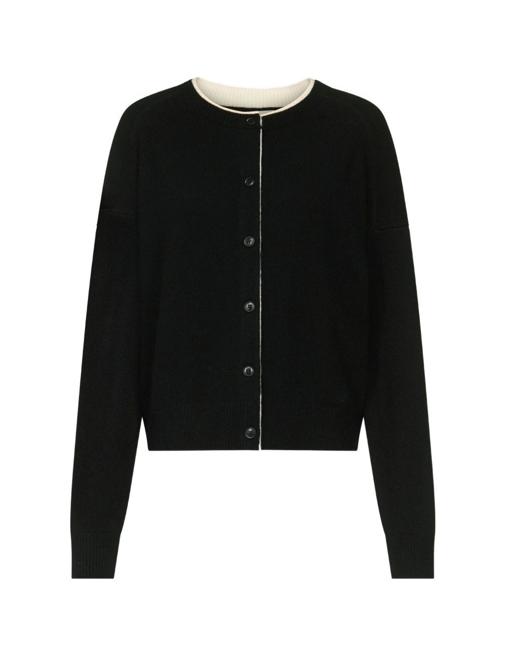 Cardigan nicola con bordi a contrasto in nero 