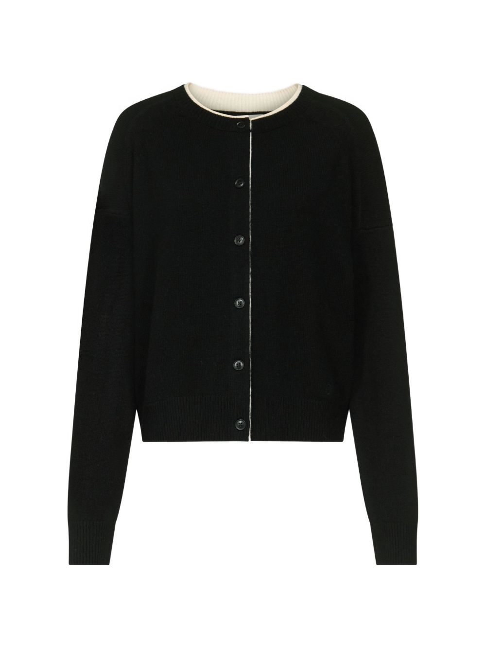 Cardigan nicola con bordi a contrasto in nero 