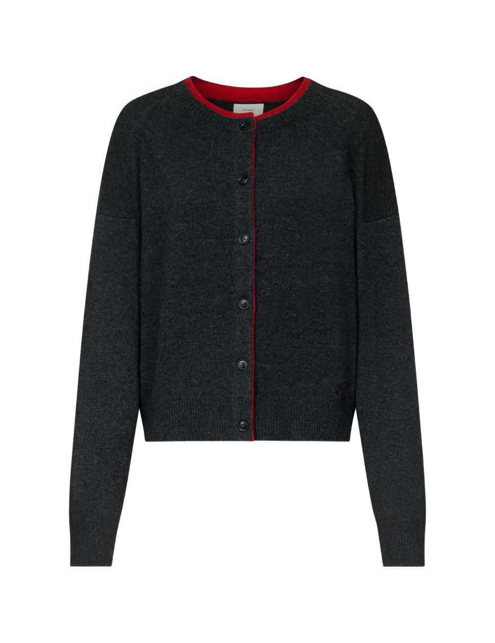 Cardigan nicola con bordi a contrasto in grigio 