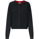 Cardigan nicola con bordi a contrasto in grigio 