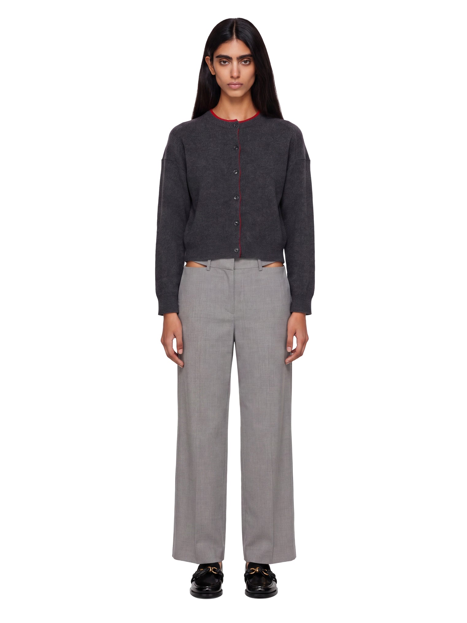 Cardigan con bordi a contrasto Nicola in grigio 