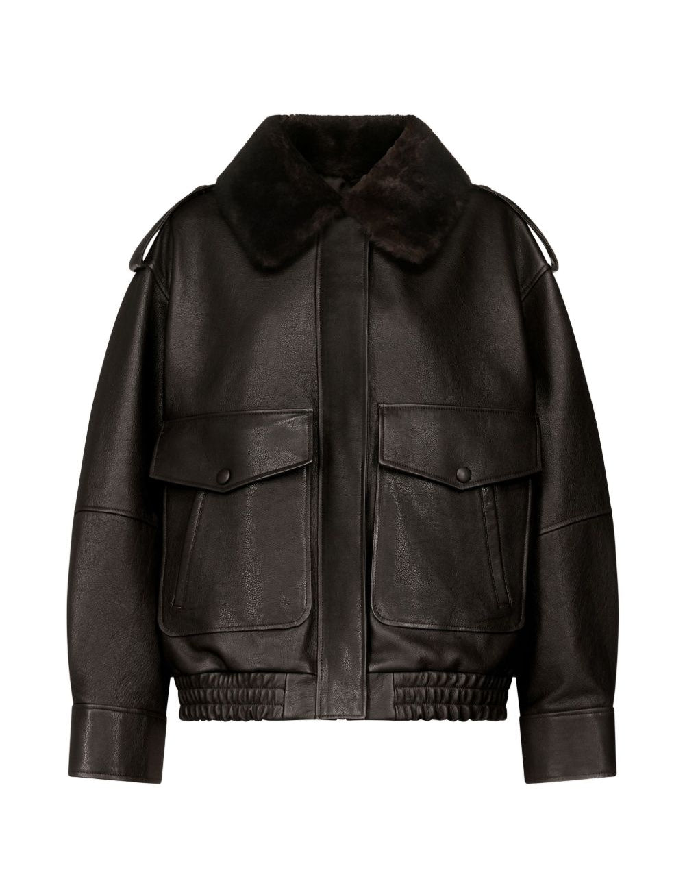 Giacca in pelle con tasche Russo in marrone 