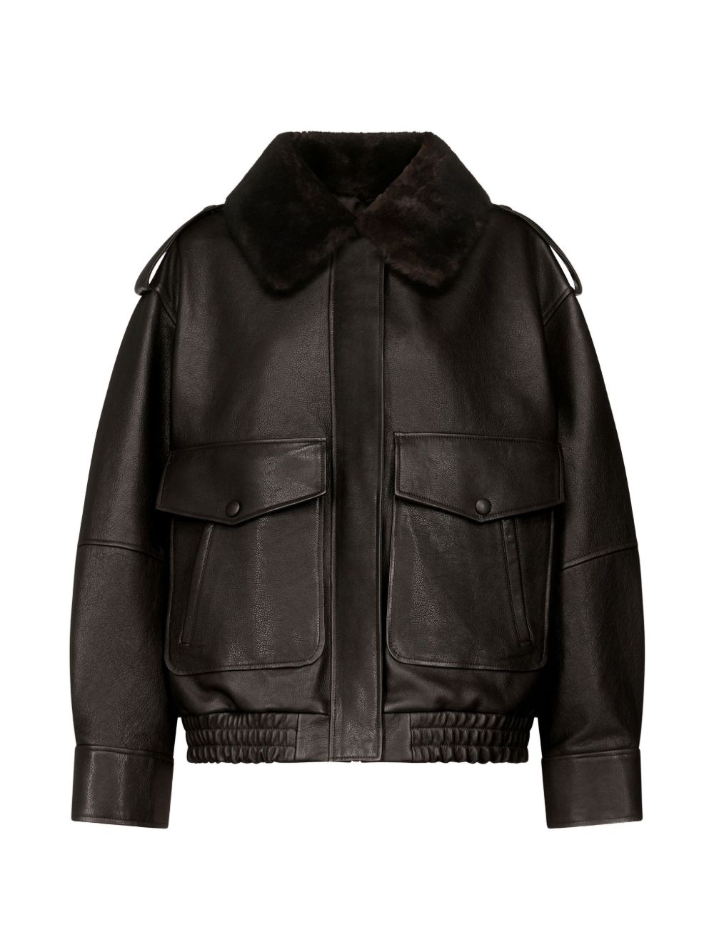 Giacca in pelle con tasche Russo in marrone 