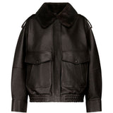 Giacca in pelle con tasche Russo in marrone 