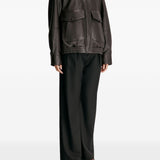 Giacca in pelle con tasche Russo in marrone 