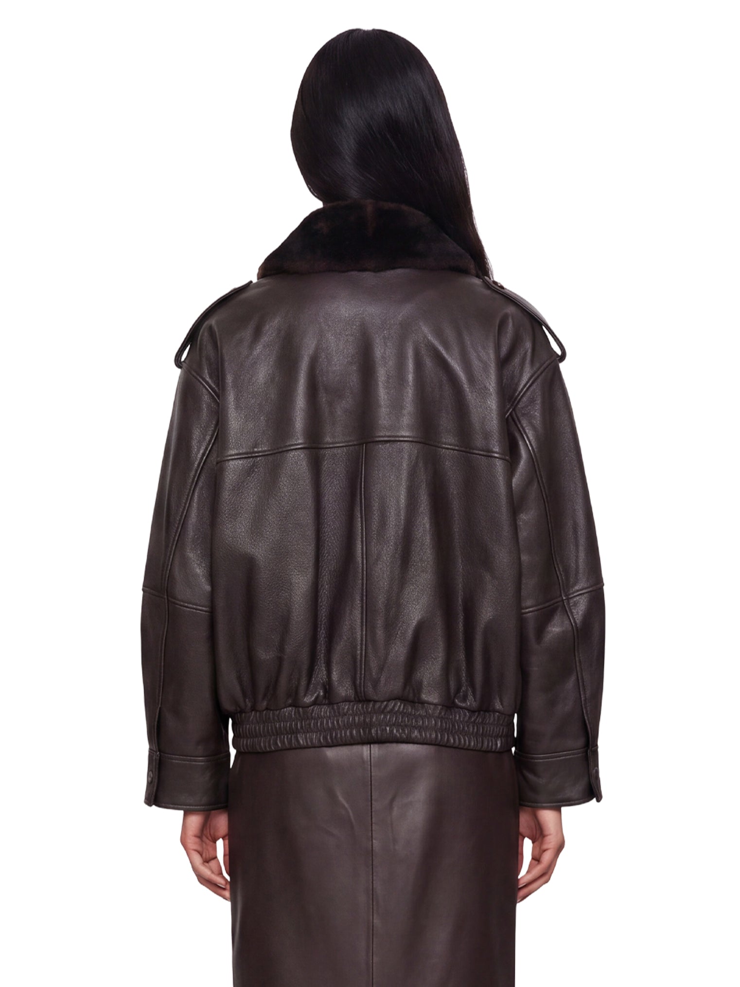 Giacca in pelle con tasche Russo in marrone 