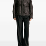 Giacca in pelle con tasche Russo in marrone 