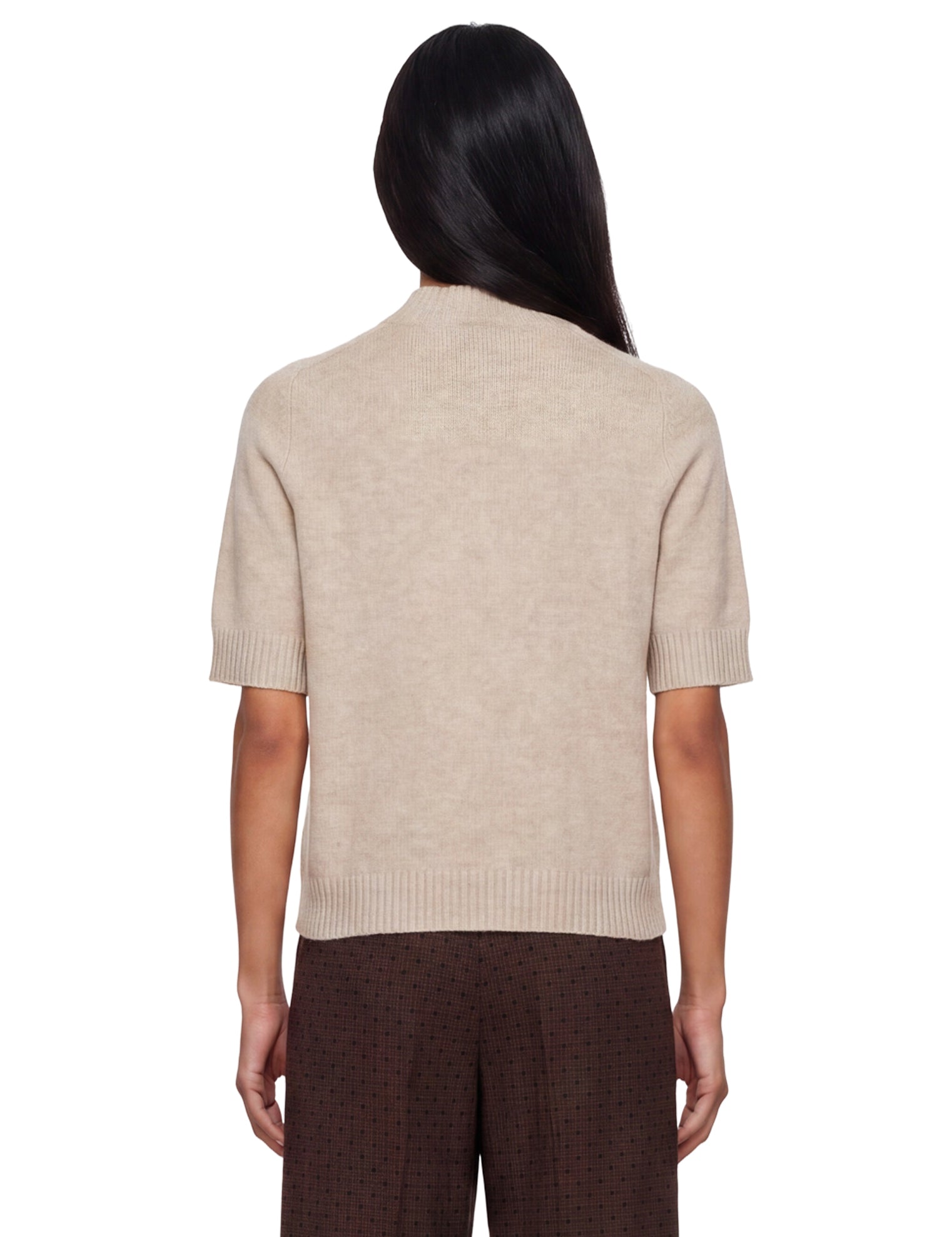 Top in maglia a maniche corte Ruth in beige 