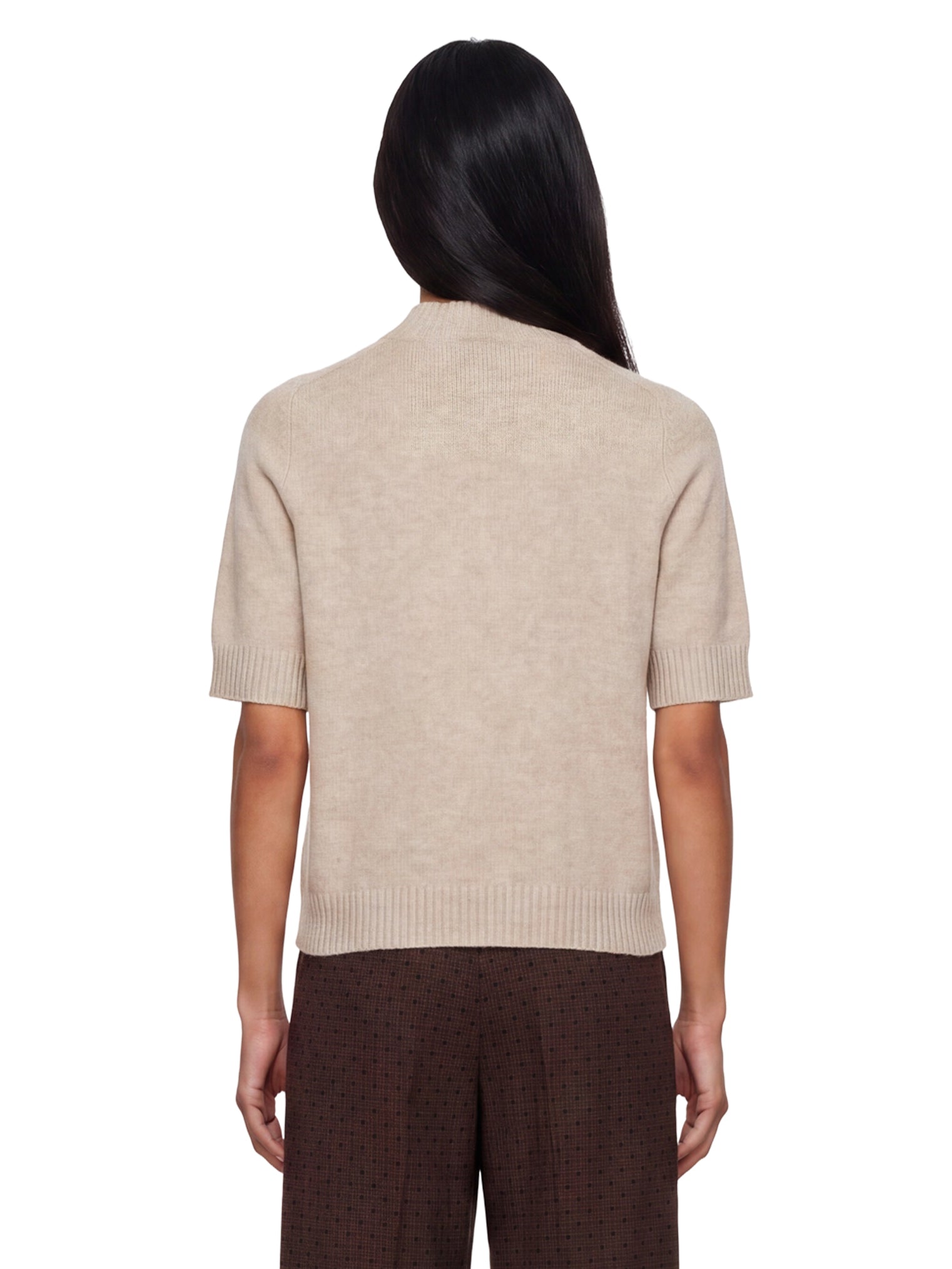 Top in maglia a maniche corte Ruth in beige 