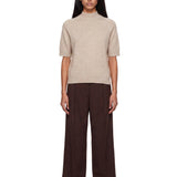 Top in maglia a maniche corte Ruth in beige 