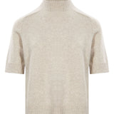 Top in maglia a maniche corte Ruth in beige 