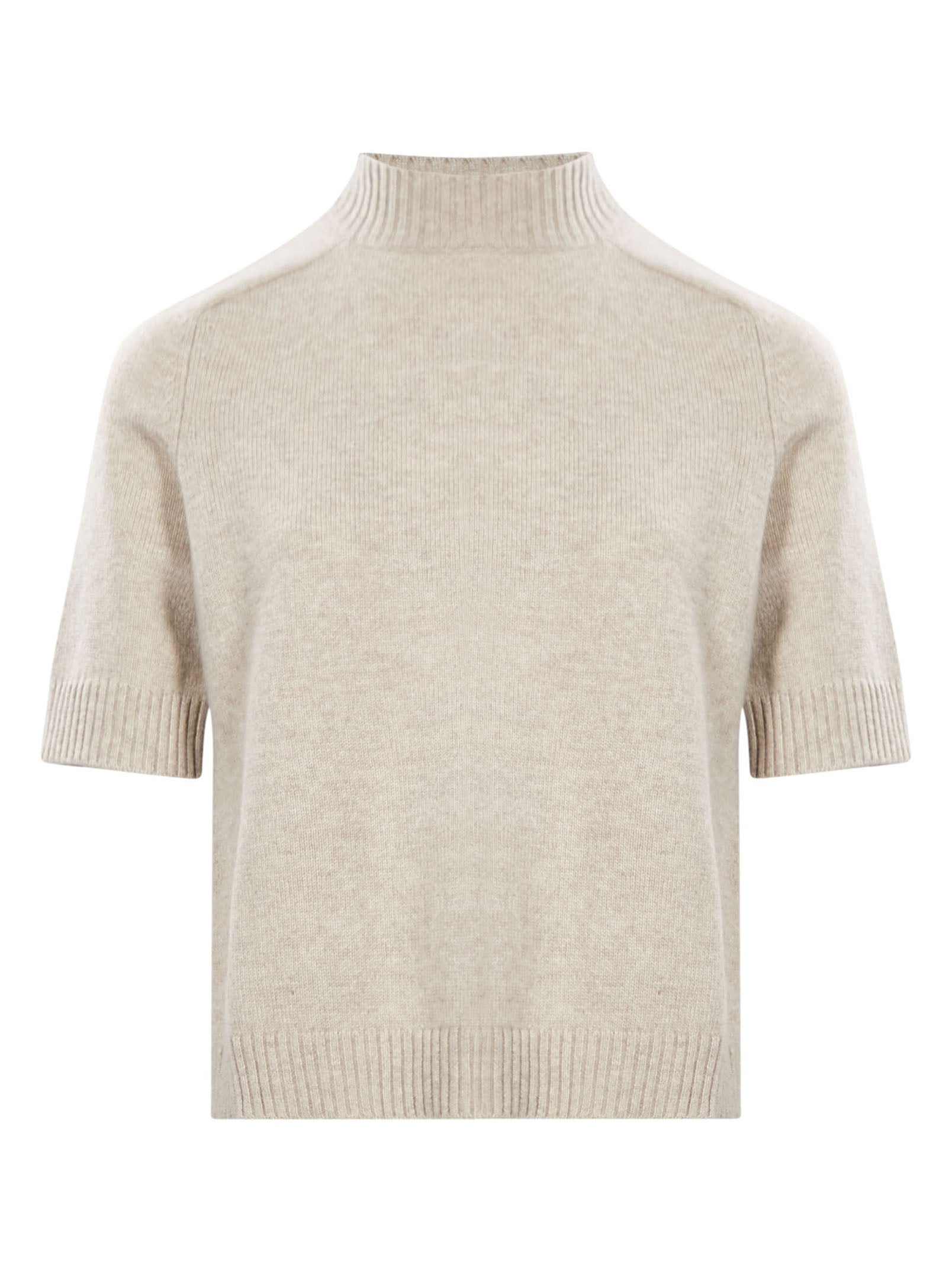 Top in maglia a maniche corte Ruth in beige 