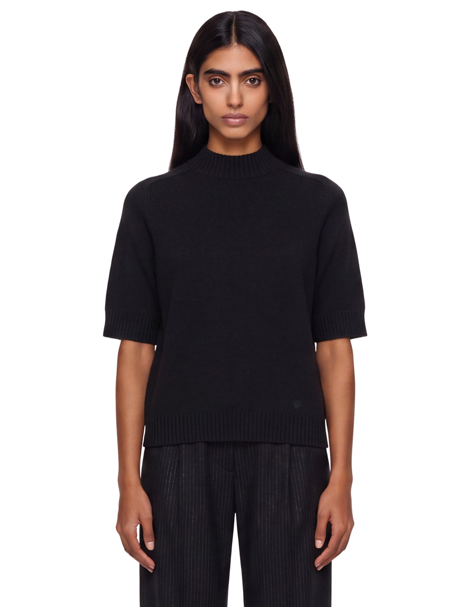 Top in maglia a maniche corte Ruth in nero 