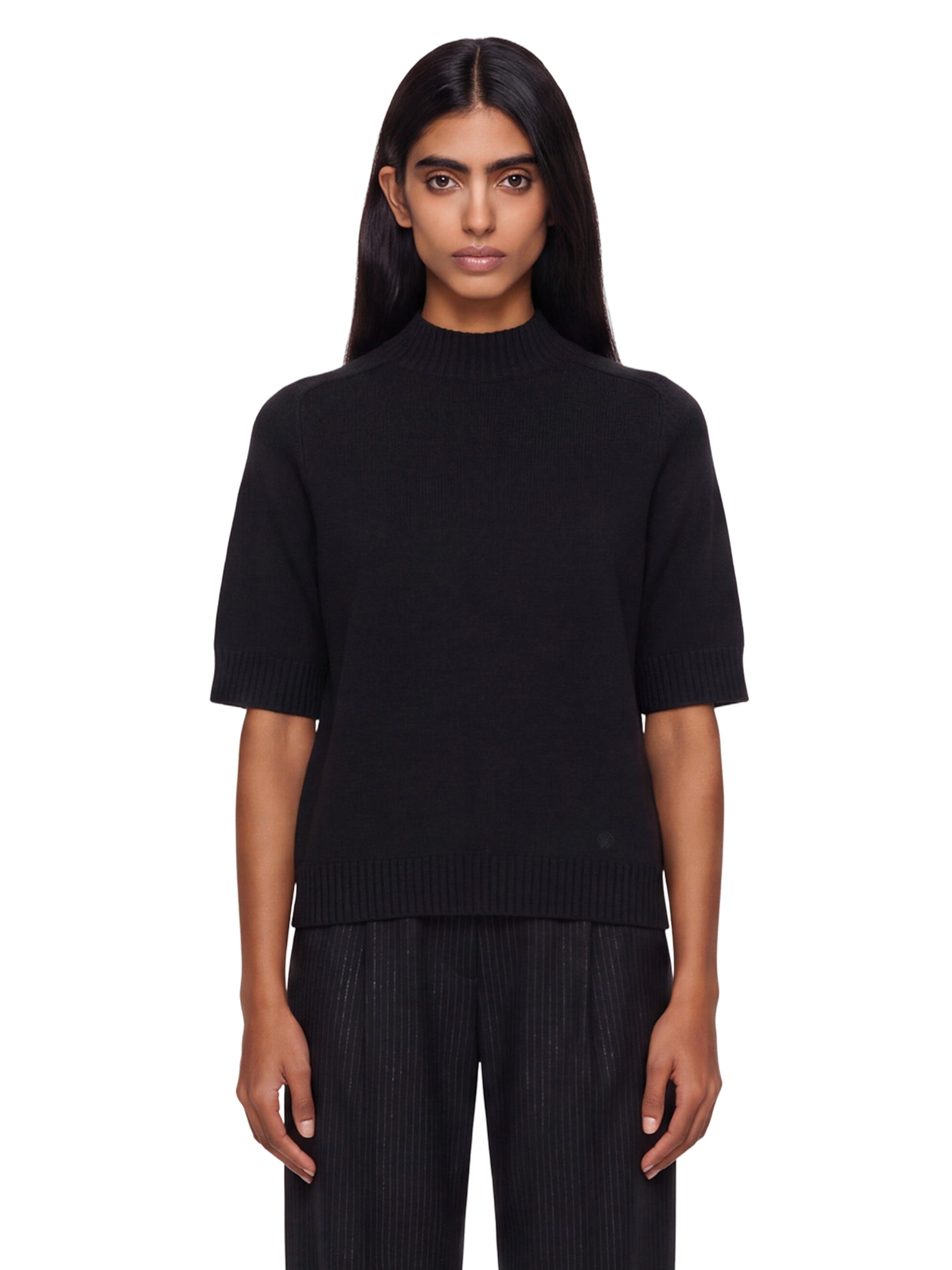 Top in maglia a maniche corte Ruth in nero 