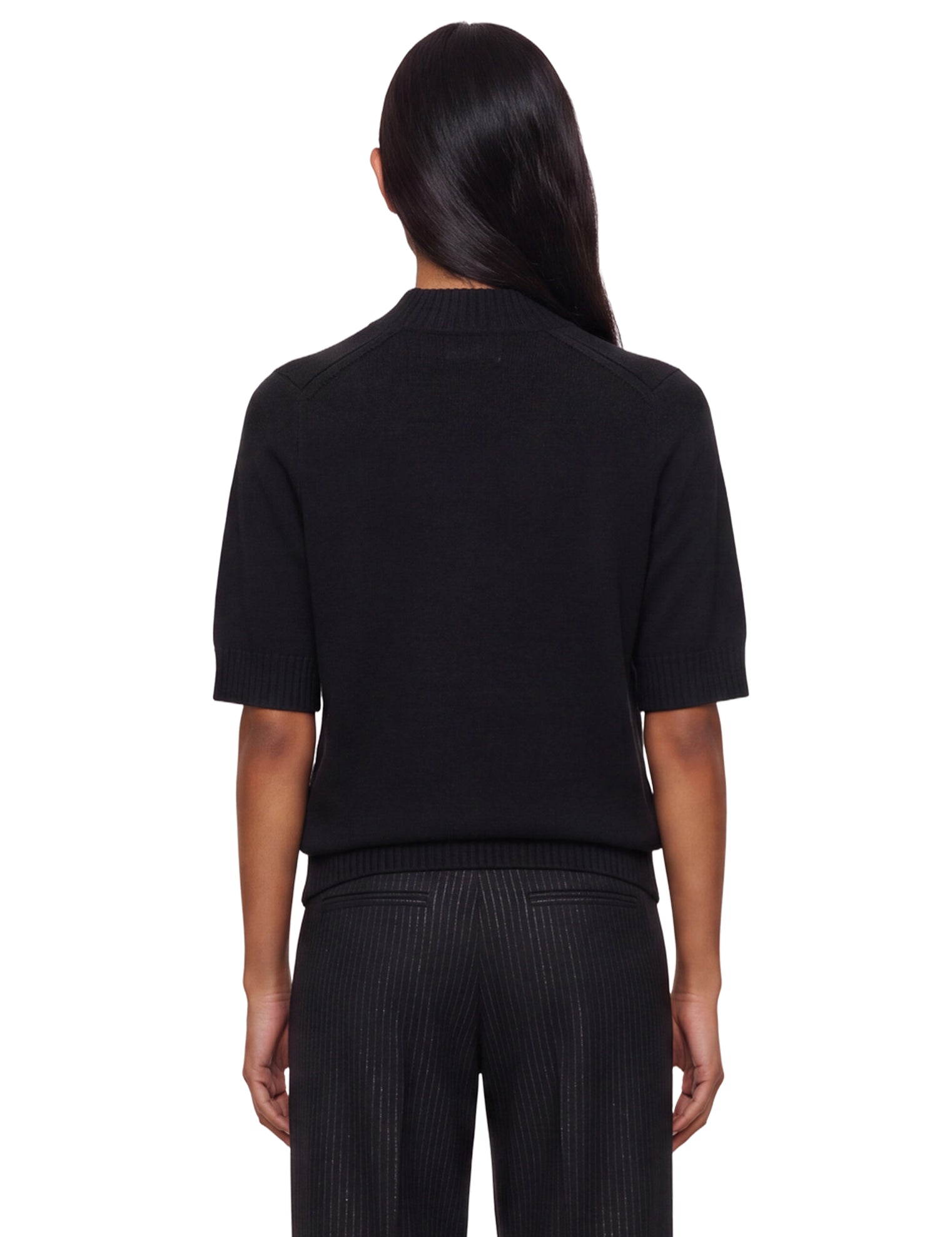 Top in maglia a maniche corte Ruth in nero 