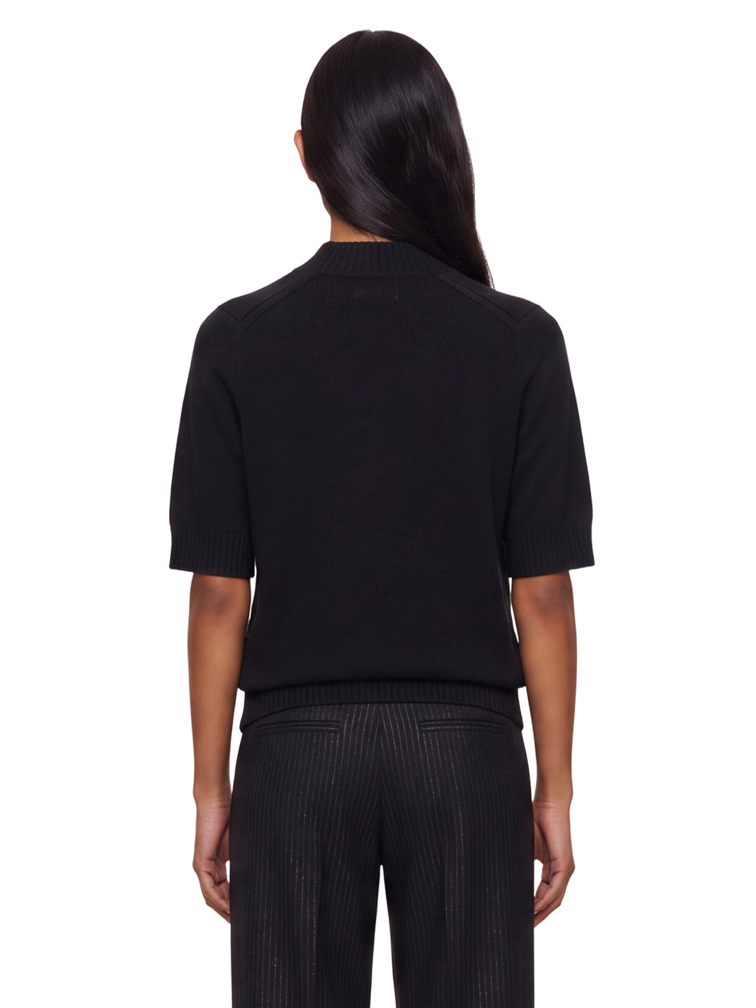 Top in maglia a maniche corte Ruth in nero 
