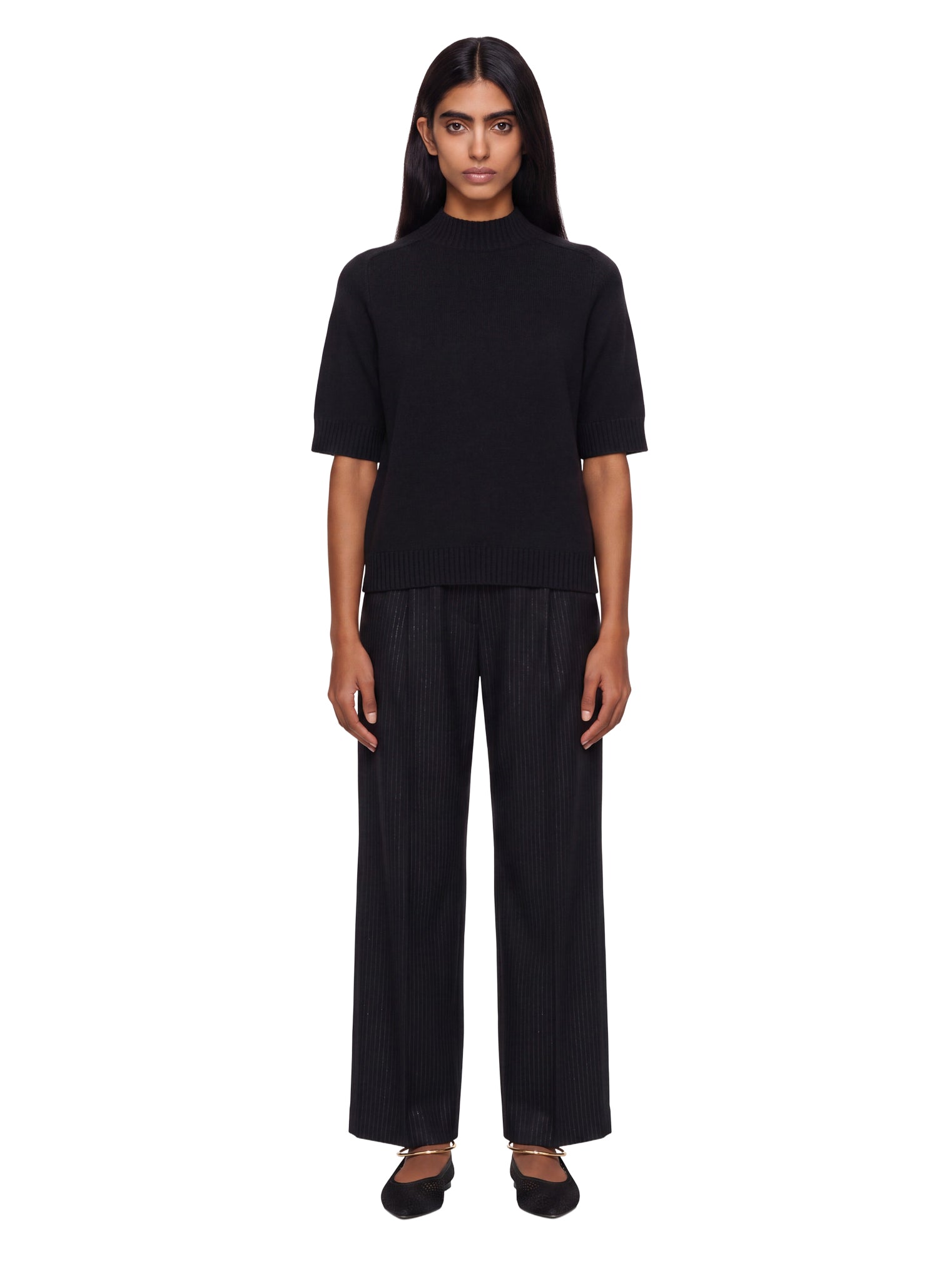 Top in maglia a maniche corte Ruth in nero 