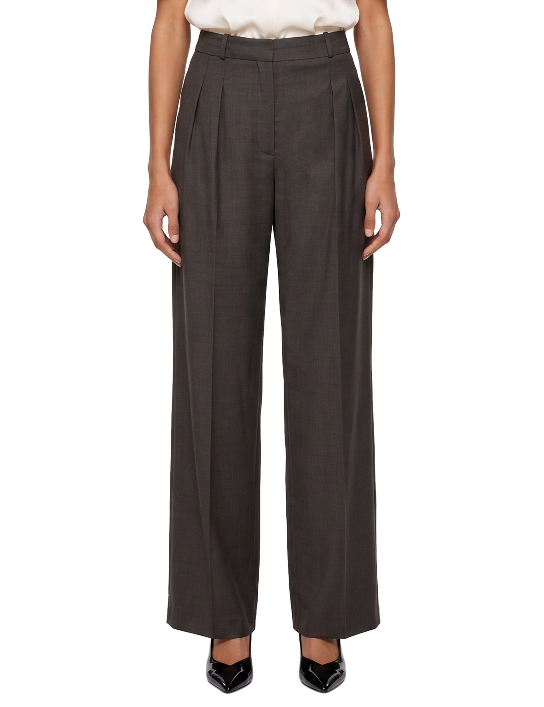 Pantalone Sbiru con pieghe in marrone 